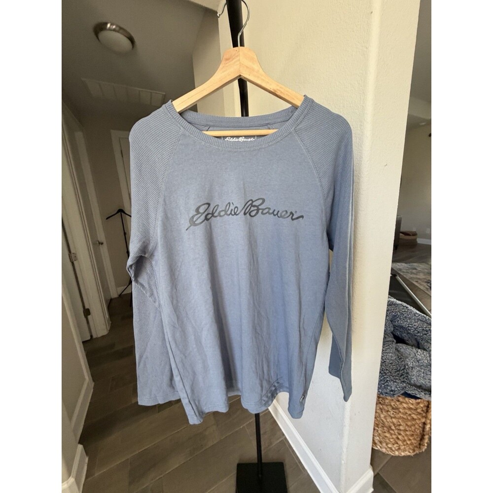 Eddie Bauer Men's Dusty Blue Long Sleeved Crew Neck Sleep Shirt S